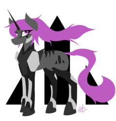 Size: 2313x2417 | Tagged: safe, artist:lacunah, oc, oc only, oc:midnight solace, pony, unicorn, female, high res, hooves, horn, lineless, logo, mare, minimalist, modern art, simple background, solo, transparent background