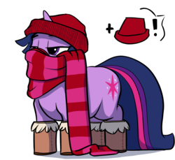Size: 2204x2015 | Tagged: safe, artist:greyscaleart, twilight sparkle, pony, the tiny apprentice, g4, beanie, boots, chubby, clothes, cute, female, hat, high res, implied momlestia, implied princess celestia, pictogram, scarf, shoes, solo, twiabetes, twilight sparkle is not amused, unamused