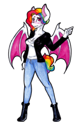 Size: 2296x3448 | Tagged: safe, artist:mscolorsplash, oc, oc only, bat pony, anthro, plantigrade anthro, high res, solo, traditional art