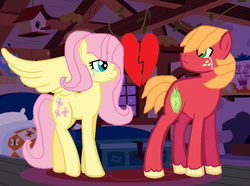 Size: 964x716 | Tagged: safe, artist:twinklestar2006, big macintosh, fluttershy, g4, alternate hairstyle, base used, crying, female, looking at each other, male, ship:fluttermac, shipping, straight