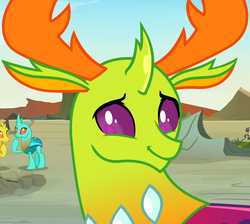 Size: 1207x1080 | Tagged: safe, screencap, clypeus, cornicle, thorax, changedling, changeling, g4, to change a changeling, cropped, cute, horn, king thorax, male, smiling, solo focus, thorabetes