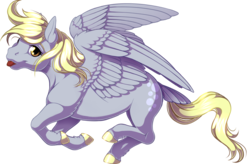 Size: 1833x1205 | Tagged: safe, artist:kittehkatbar, derpy hooves, horse, pegasus, pony, g4, female, hoers, looking at you, mare, simple background, smiling, solo, tongue out, transparent background