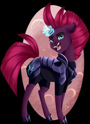 Size: 1493x2048 | Tagged: dead source, safe, artist:crecious, tempest shadow, pony, unicorn, g4, my little pony: the movie, armor, broken horn, fangs, female, glowing horn, horn, mare, solo