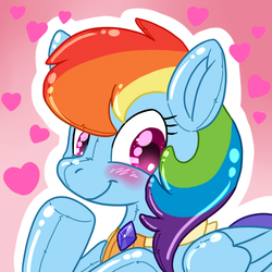 Size: 500x500 | Tagged: safe, artist:jearic, rainbow dash, inflatable pony, g4, blushing, cute, element of generosity, female, heart, inflatable, rubber, smiling, solo