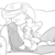 Size: 500x500 | Tagged: dead source, safe, artist:reiduran, pinkie pie, sunset shimmer, pony, equestria girls, g4, breasts, clothes, couch, eyes closed, female, grayscale, holding a pony, hug, interspecies, lesbian, looking at you, mare, monochrome, open mouth, pinkie loves bacon bits, ship:sunsetpie, shipping, smiling, snuggling