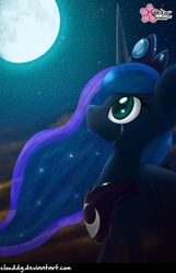 Size: 644x1000 | Tagged: safe, artist:clouddg, princess luna, alicorn, pony, g4, crying, female, looking up, mare, moon, night, solo, stars