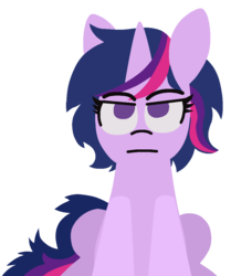 Size: 905x1080 | Tagged: safe, artist:threetwotwo32232, twilight sparkle, pony, unicorn, g4, lineless, looking at you, messy mane, simple background, sitting, transparent background