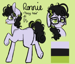 Size: 1400x1200 | Tagged: safe, artist:autumnheart462, oc, oc only, oc:ronnie, earth pony, pony, glasses, male, reference sheet, solo, stallion, tongue out
