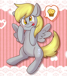Size: 1552x1740 | Tagged: source needed, safe, artist:hosikawa, derpy hooves, pegasus, pony, g4, cute, female, food, muffin, pictogram, solo, that pony sure does love muffins, tongue out