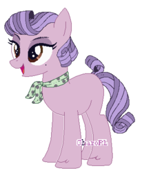 Size: 325x394 | Tagged: safe, artist:charopl, oc, oc only, earth pony, pony, female, mare, offspring, open mouth, parent:cheese sandwich, parent:pinkie pie, parents:cheesepie, simple background, smiling, solo, standing, transparent background