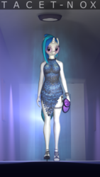 Size: 4500x8000 | Tagged: safe, artist:tacet-nox, dj pon-3, vinyl scratch, anthro, plantigrade anthro, g4, 3d, absurd file size, absurd resolution, clothes, dress, female, nail polish, solo, sunglasses, vinyl class