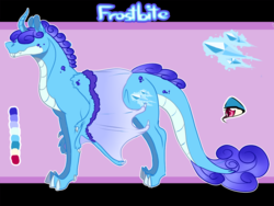 Size: 900x675 | Tagged: safe, artist:bijutsuyoukai, oc, oc only, oc:frostbite, magical lesbian spawn, offspring, parent:princess ember, parent:princess flurry heart, parents:emberheart, solo