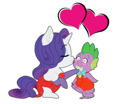 Size: 1293x1101 | Tagged: safe, artist:miyathegoldenflower, rarity, spike, dragon, pony, unicorn, g4, cheek kiss, female, jessica rabbit, kissing, lipstick, male, roger rabbit, ship:sparity, shipping, simple background, size difference, straight, transparent background, who framed roger rabbit