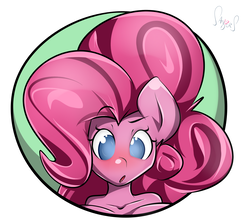 Size: 1400x1250 | Tagged: safe, artist:sanders, pinkie pie, earth pony, anthro, g4, blushing, bust, female, portrait, solo