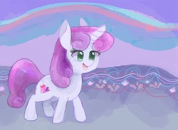 Size: 1280x936 | Tagged: safe, artist:laurasrxfgcc, sweetie belle, pony, unicorn, g4, cute, female, filly, smiling, solo