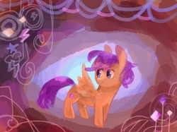 Size: 1280x955 | Tagged: safe, artist:laurasrxfgcc, scootaloo, pegasus, pony, g4, cute, female, filly, smiling, solo