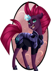 Size: 1024x1405 | Tagged: safe, artist:crecious, tempest shadow, pony, unicorn, g4, my little pony: the movie, armor, broken horn, fangs, female, horn, mare, open mouth, solo