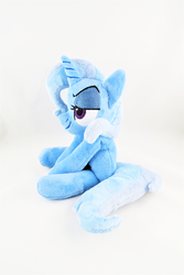 Size: 3648x5472 | Tagged: safe, artist:kazzysart, trixie, pony, g4, absurd resolution, beanie (plushie), irl, photo, plushie, sitting, solo