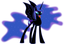 Size: 8901x6107 | Tagged: safe, artist:emu34b, nightmare moon, alicorn, pony, g4, absurd resolution, drool, female, mare, mawshot, missing accessory, open mouth, sharp teeth, simple background, solo, teeth, transparent background, vector