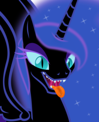 Size: 5217x6424 | Tagged: safe, artist:emu34b, nightmare moon, alicorn, pony, g4, absurd resolution, drool, female, mare, mawshot, missing accessory, open mouth, sharp teeth, simple background, solo, teeth, transparent background, vector