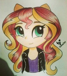 Size: 1536x1756 | Tagged: safe, artist:andy-lobart7, sunset shimmer, equestria girls, g4, doll, equestria girls minis, female, solo, toy, traditional art