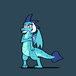 Size: 500x500 | Tagged: dead source, safe, artist:panyang-panyang, princess ember, dragon, g4, animated, blinking, cute, female, gif, pixel art, shy, simple background, solo, tail wag