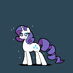 Size: 500x500 | Tagged: safe, artist:panyang-panyang, rarity, pony, unicorn, g4, animated, cute, female, gif, mare, pixel art, simple background, solo, sparkles