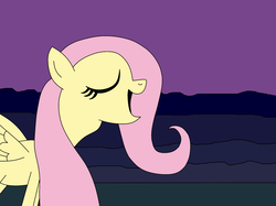 Size: 2048x1530 | Tagged: safe, artist:didgereethebrony, fluttershy, pegasus, pony, g4, audience, crowd, eyes closed, female, mare, open mouth, singing, smiling, solo, spread wings, standing, wings