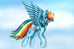 Size: 1785x1194 | Tagged: safe, artist:ggchristian, rainbow dash, pony, g4, female, flying, solo