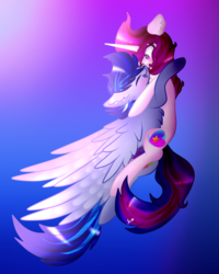 Size: 1024x1280 | Tagged: safe, artist:anasflow, oc, oc only, oc:anasflow maggy, pegasus, pony, unicorn, female, hug, mare