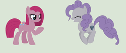 Size: 1088x466 | Tagged: safe, artist:rachelclaraart, maud pie, pinkie pie, earth pony, pony, g4, base used, maudalina daisy pie, maudie pie, personality swap, pinkamena diane pie, simple background, smiling, when she doesn't smile, when she smiles, wrong cutie mark