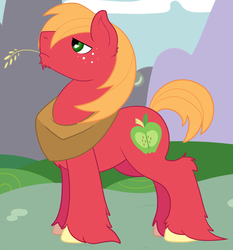 Size: 1280x1372 | Tagged: safe, artist:sleeptalker-ad, big macintosh, earth pony, pony, g4, male, solo, stallion, straw in mouth, unshorn fetlocks