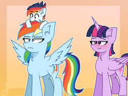 Size: 1200x900 | Tagged: safe, artist:sweetpieee, rainbow dash, twilight sparkle, oc, oc:skyblaze, alicorn, pegasus, pony, g4, female, lesbian, magical lesbian spawn, male, mare, mother and son, offspring, parent:rainbow dash, parent:twilight sparkle, parents:twidash, ship:twidash, shipping, smiling, standing, twilight sparkle (alicorn)