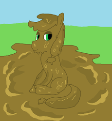 Size: 1000x1088 | Tagged: safe, artist:amateur-draw, applejack, g4, 1000 hours in ms paint, covered in mud, downvote bait, female, ms paint, mud, muddy, solo, wet and messy