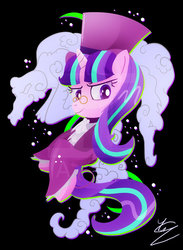 Size: 600x820 | Tagged: safe, artist:ii-art, snowfall frost, starlight glimmer, pony, unicorn, a hearth's warming tail, g4, bust, female, hat, mare, simple background, solo, top hat