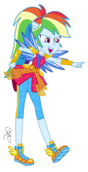 Size: 1055x2048 | Tagged: safe, artist:ilaria122, rainbow dash, equestria girls, g4, my little pony equestria girls: better together, super squad goals, alternate hairstyle, clothes, crystal guardian, crystal wings, female, not a vector, open mouth, pointing, ponied up, solo