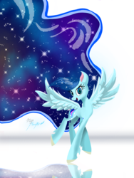 Size: 1536x2048 | Tagged: safe, artist:alexbluebird, pegasus, pony, ethereal mane, female, galaxy mane, looking at you, mare, solo, unshorn fetlocks