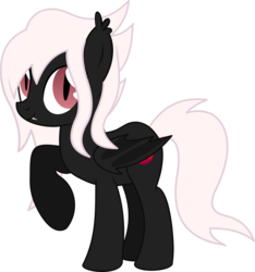 Size: 6215x6647 | Tagged: safe, artist:cyanlightning, oc, oc only, oc:midnight ruby, bat pony, pony, g4, .svg available, absurd resolution, bat pony oc, cute, fangs, looking at you, ocbetes, raised hoof, rest in peace, simple background, solo, transparent background, vector