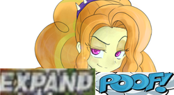 Size: 924x507 | Tagged: safe, artist:kotoura shogo, adagio dazzle, equestria girls, g4, my little pony equestria girls: rainbow rocks, caption, cropped, expand dong, exploitable meme, female, hair, image macro, looking at you, meme, reaction image, solo