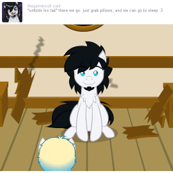 Size: 500x500 | Tagged: safe, artist:aha-mccoy, oc, oc only, oc:gamercolt, oc:tosh, earth pony, pony, robot, robot pony, nopony-ask-mclovin, animated, chest fluff, facial hair, fluffy tail, goatee, male, pullstring, solo focus, stallion, tape
