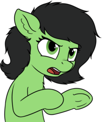 Size: 1829x2193 | Tagged: safe, artist:smoldix, oc, oc only, oc:filly anon, pony, ear fluff, female, filly, frog (hoof), meme, open mouth, simple background, solo, transparent background, underhoof, you dense motherfucker