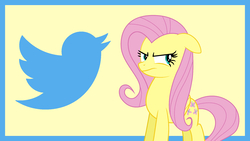 Size: 1920x1080 | Tagged: safe, artist:flutterspon, fluttershy, pony, g4, angry, female, meta, solo, twitter