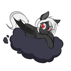Size: 694x694 | Tagged: artist needed, safe, oc, oc only, oc:midnight ruby, bat pony, bat pony oc, cloud, female, mare, red eyes, simple background, smiling, solo, transparent background