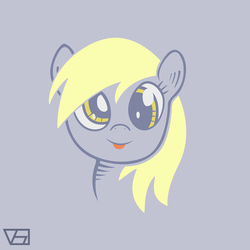 Size: 3000x3000 | Tagged: safe, artist:lukijimomk, derpy hooves, g4, bust, female, gray background, high res, simple background, solo, tongue out