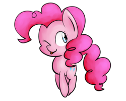 Size: 1280x1024 | Tagged: safe, artist:sugar morning, pinkie pie, earth pony, pony, g4, chibi, cute, fanart, female, happy, jumping, party, pink, pronking, simple background, solo, tongue out, transparent background