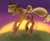 Size: 2847x2340 | Tagged: safe, artist:lamentedmusings, applejack, earth pony, pony, g4, applebutt, butt, female, grin, high res, hill, looking at you, mare, plot, profile, running, signature, smiling, solo, sunset, underhoof