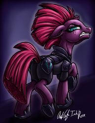 Size: 1579x2048 | Tagged: safe, artist:inkrose98, tempest shadow, pony, unicorn, g4, my little pony: the movie, broken horn, eye scar, female, gritted teeth, horn, scar, scowl, signature, solo