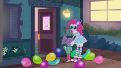 Size: 1920x1080 | Tagged: safe, screencap, lily pad (g4), pinkie pie, equestria girls, g4, my little pony equestria girls: better together, pinkie sitting, converse, shoes, young