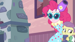 Size: 1920x1080 | Tagged: safe, screencap, lily pad (g4), pinkie pie, equestria girls, g4, my little pony equestria girls: better together, pinkie sitting, out of context, stranger danger, young