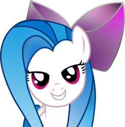 Size: 5418x5500 | Tagged: safe, artist:meyling525, dj pon-3, fluttershy, vinyl scratch, pony, g4, absurd resolution, alternate hairstyle, bow, female, hair bow, lidded eyes, simple background, solo, transparent background